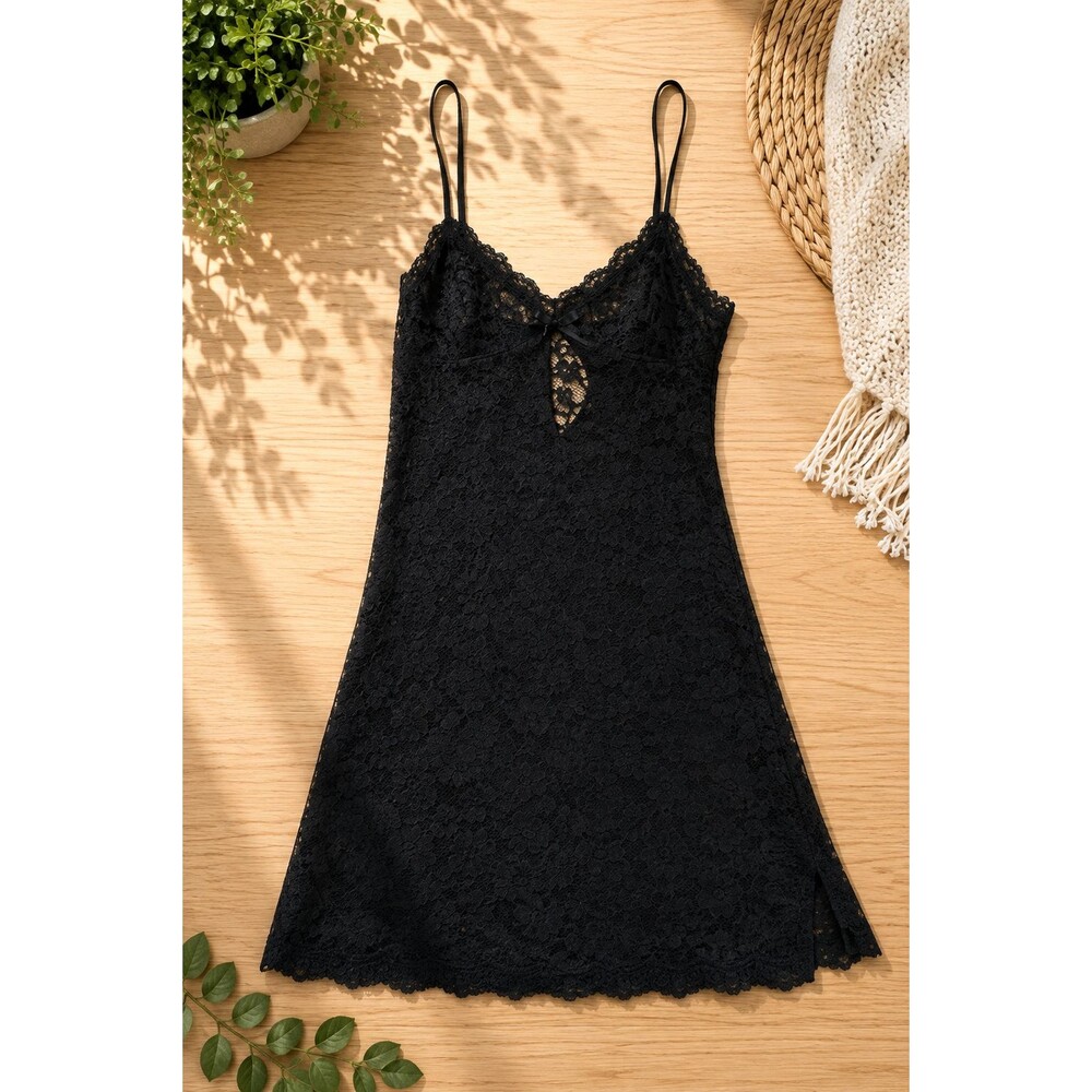 Victoria's Secret Vintage Black Lace Nightgown Women's Large Lingerie Sleepwear